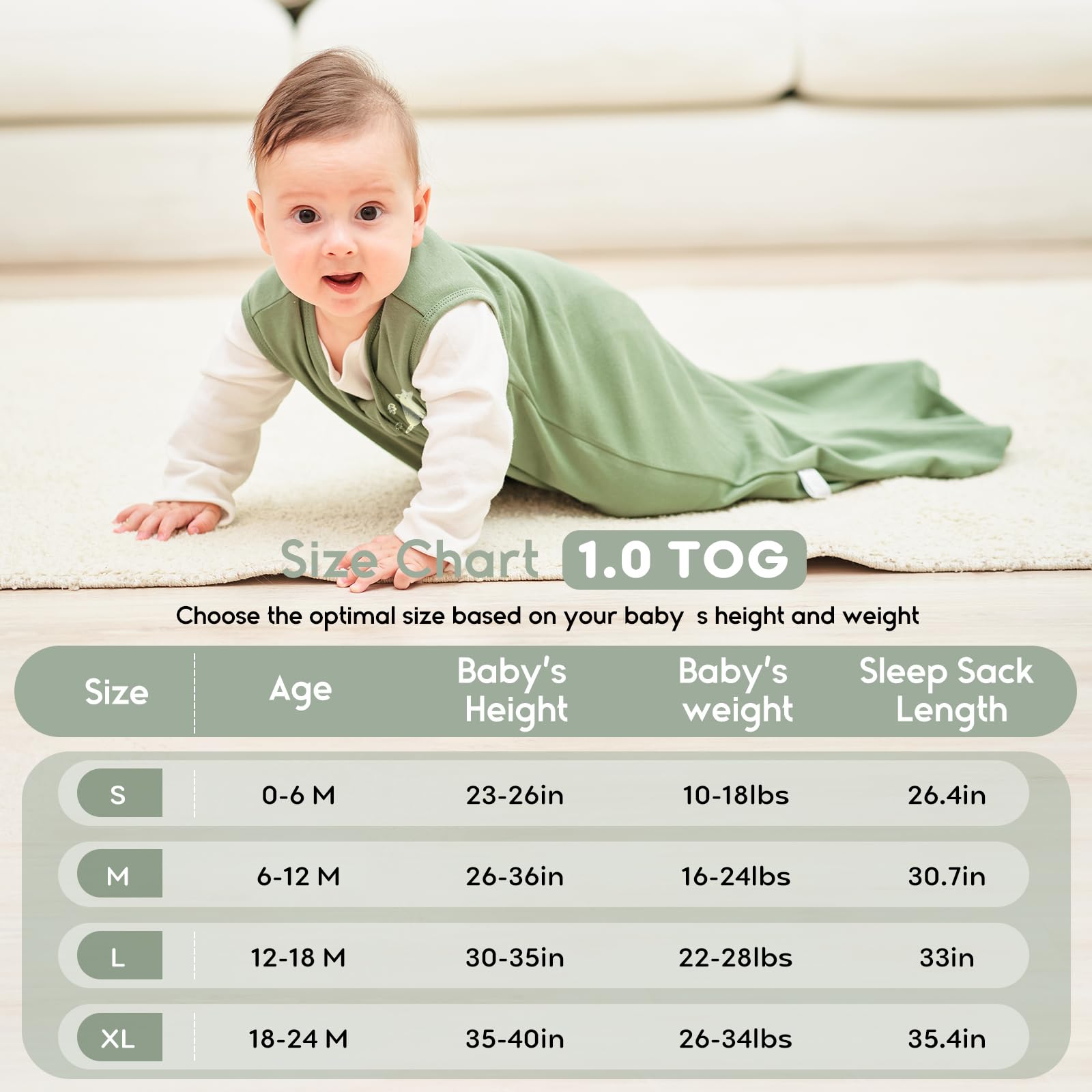 Yoofoss baby sleep sack with safe neckline for snug and secure wear.