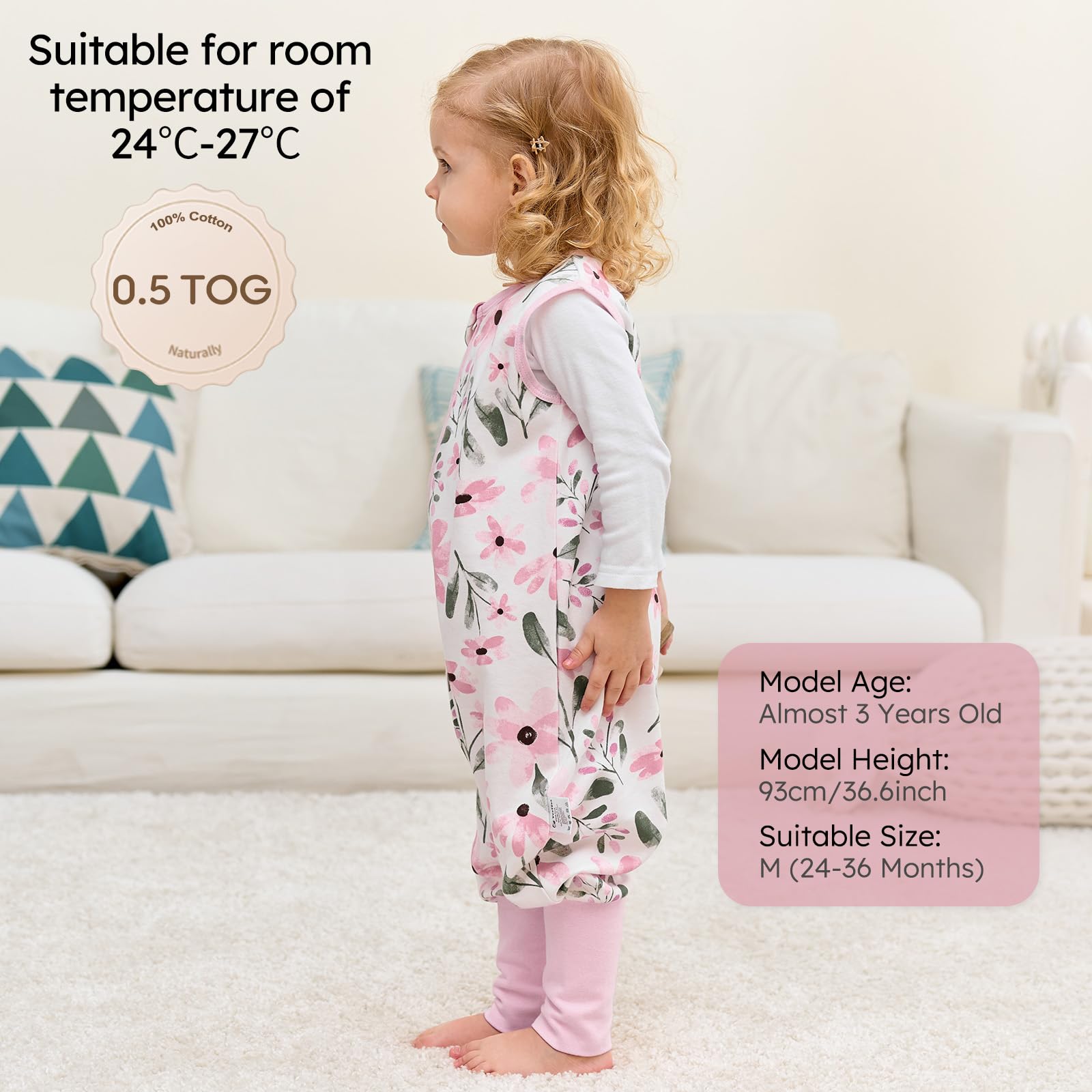 Yoofoss sleep sack available in 12-24 months to 3-4T sizes