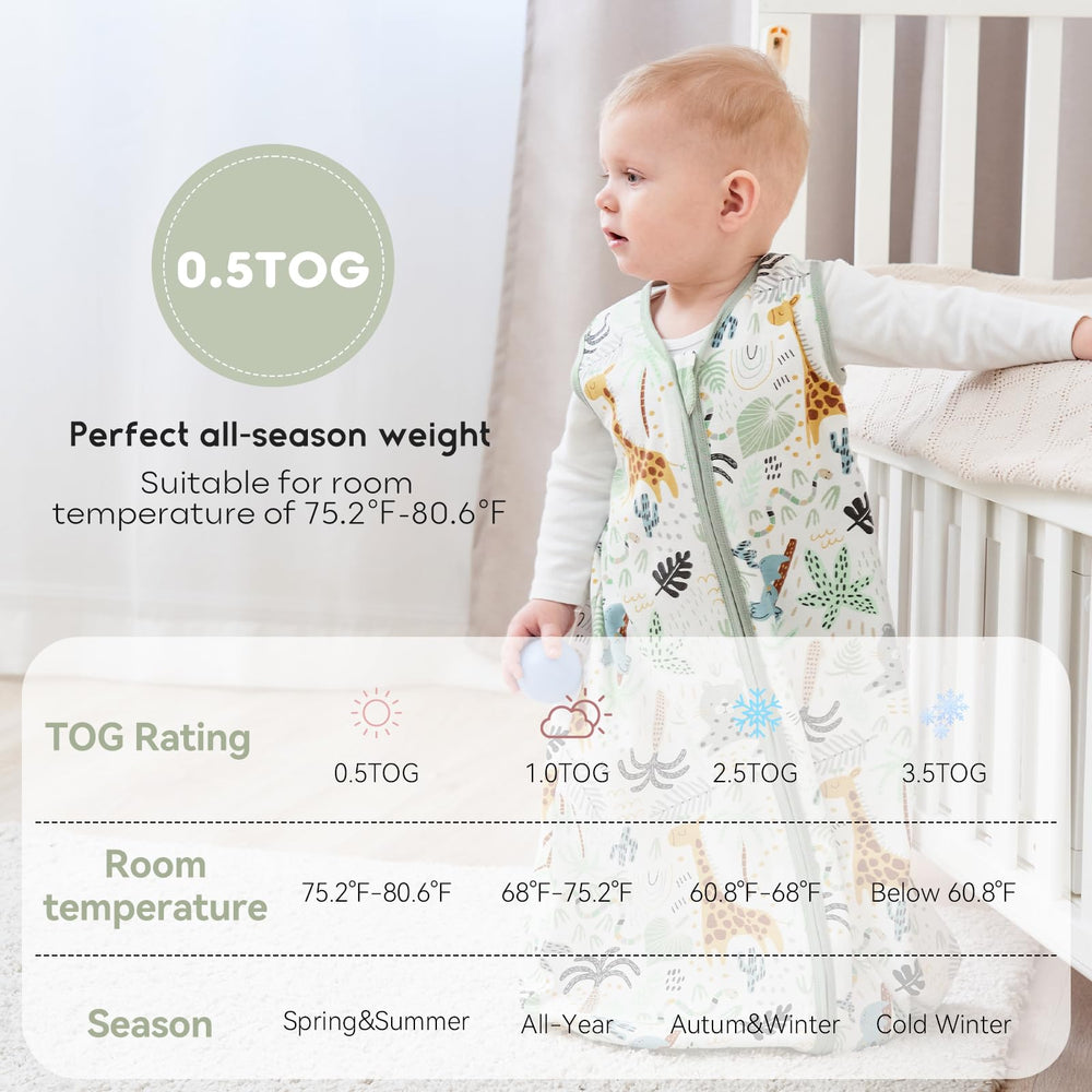 Yoofoss sleep sack sleeveless design promotes temperature regulation.