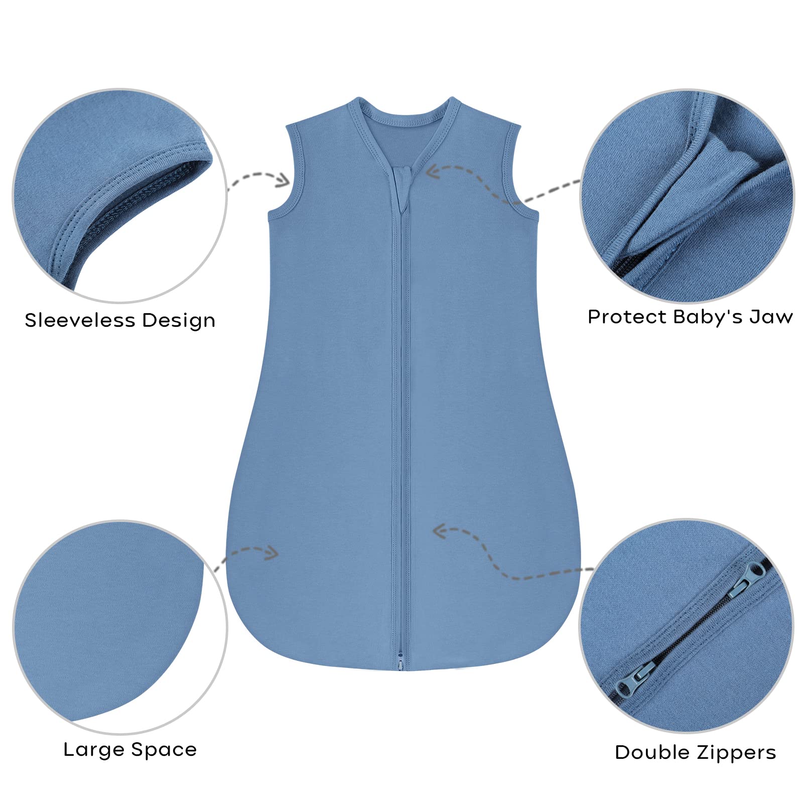 Yoofoss sleep sack three-pack colors provide versatile wardrobe options for babies.