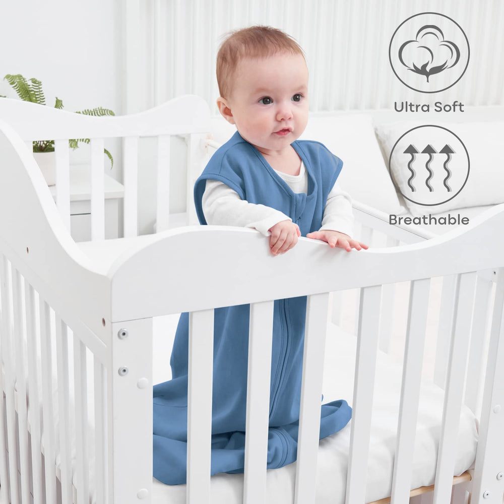 Yoofoss sleep sack two-way zipper demonstrates easy midnight diaper changes.