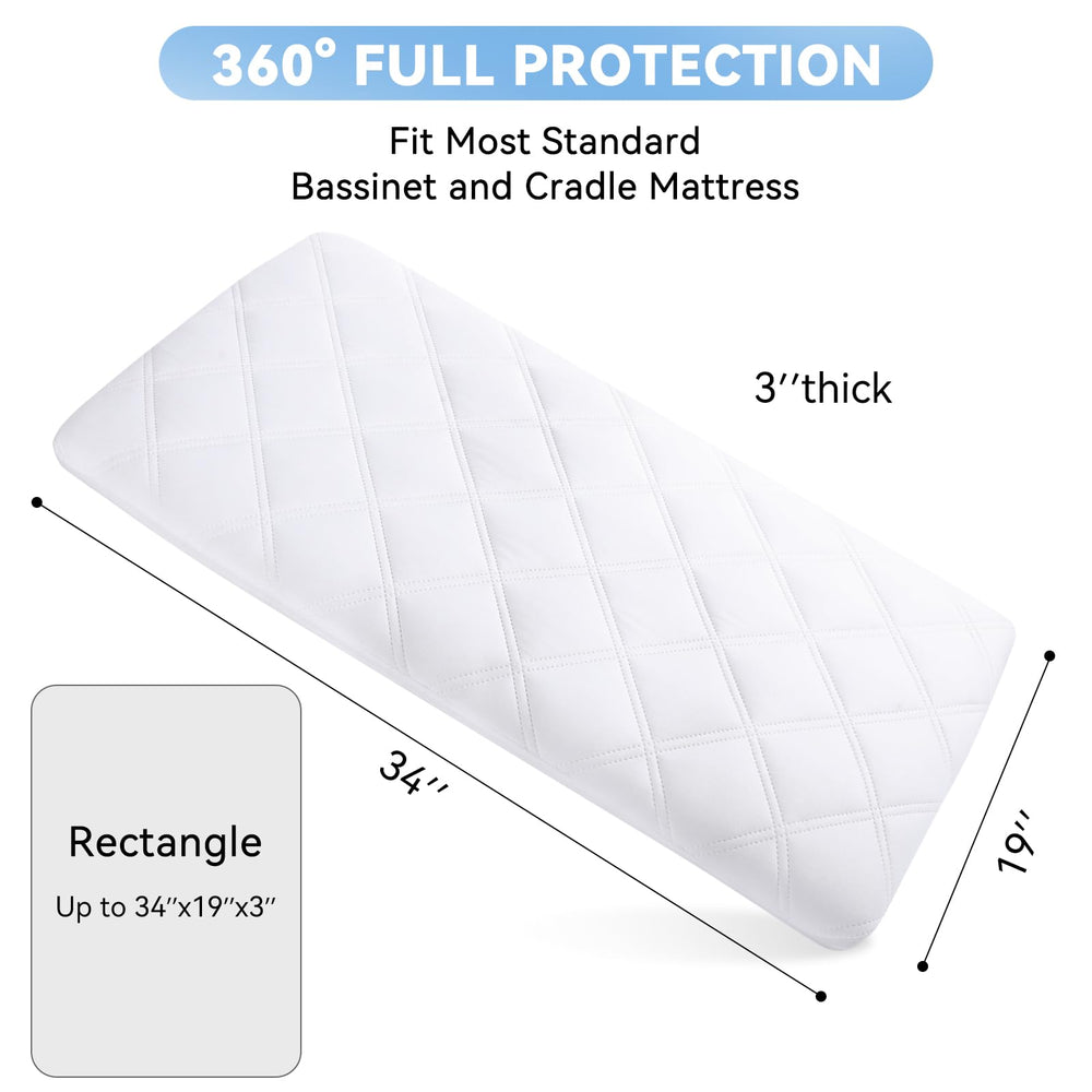 Yoofoss soft quilted bassinet pad provides gentle, skin-friendly touch.
