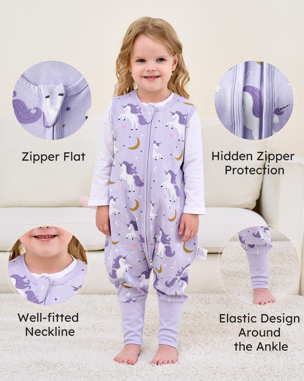 Yoofoss split-leg design image illustrates freedom for early walkers.