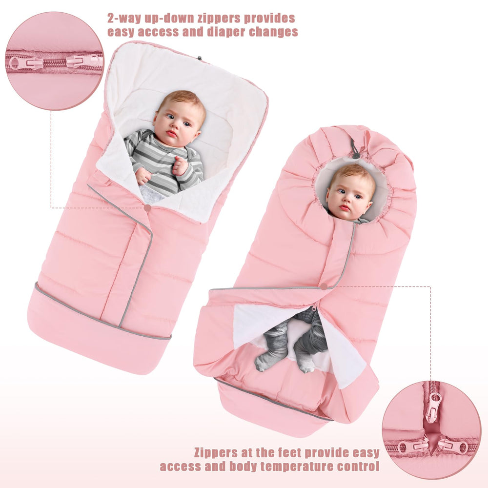 Yoofoss stroller cover features two-way zipper for quick diaper changes