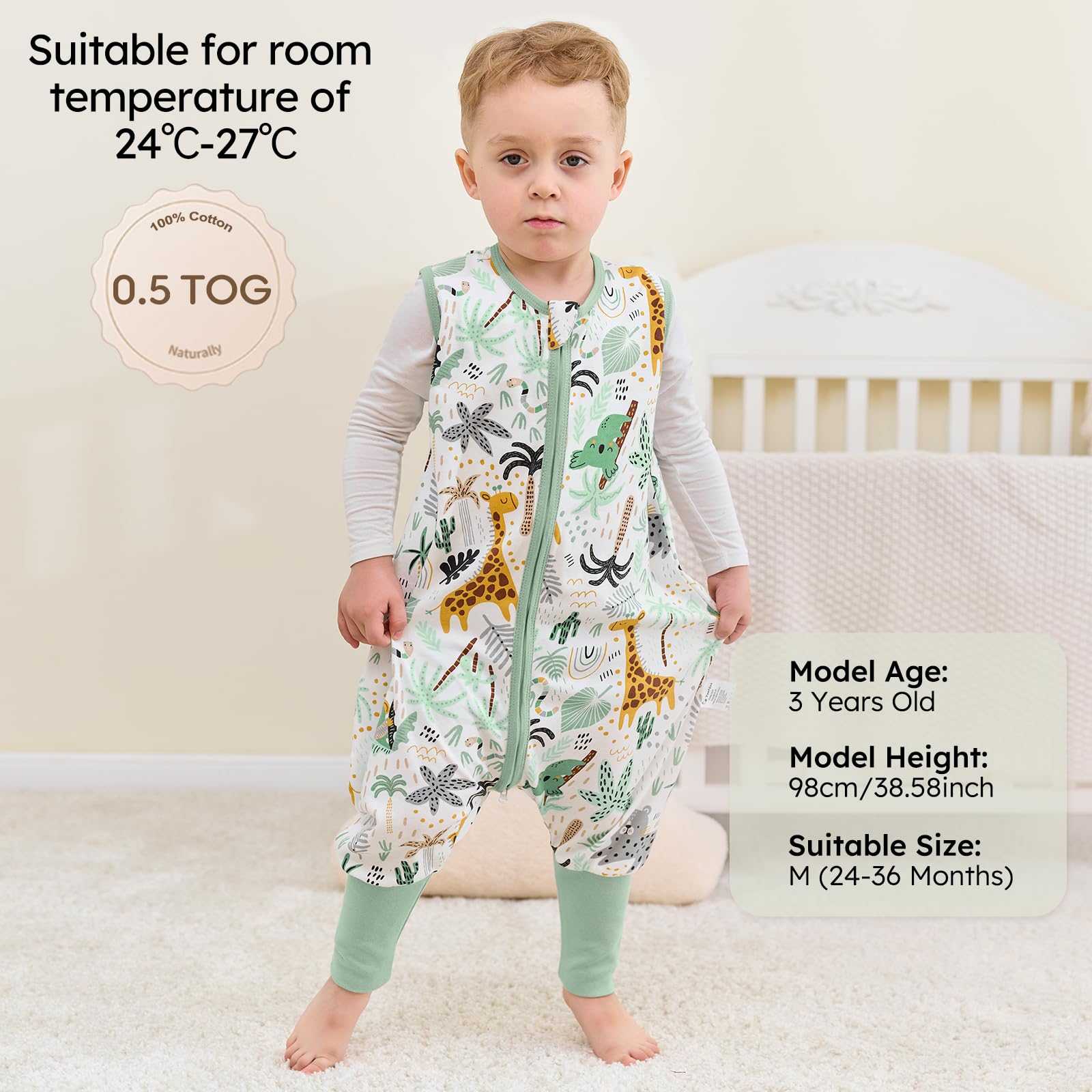 Yoofoss toddler sleep sacks with feet support early walkers.