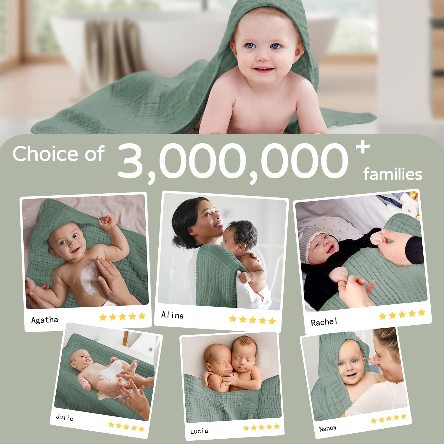 Yoofoss towel used as swaddle or blanket for cozy calm moments.