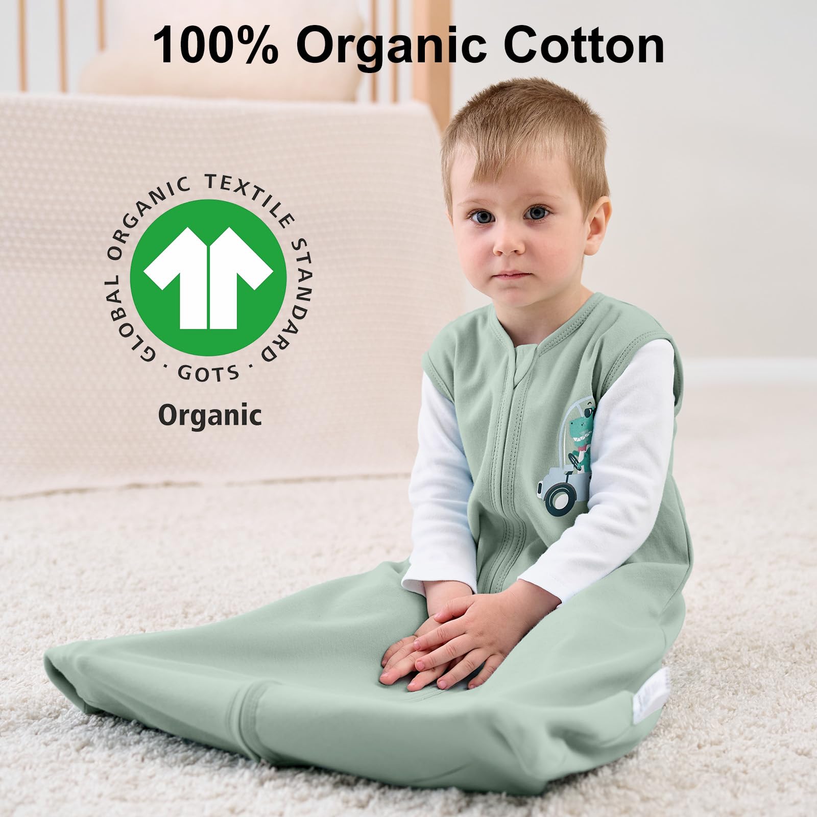 Yoofoss sleep sack with 2-way zipper illustrates easy night diaper changes.