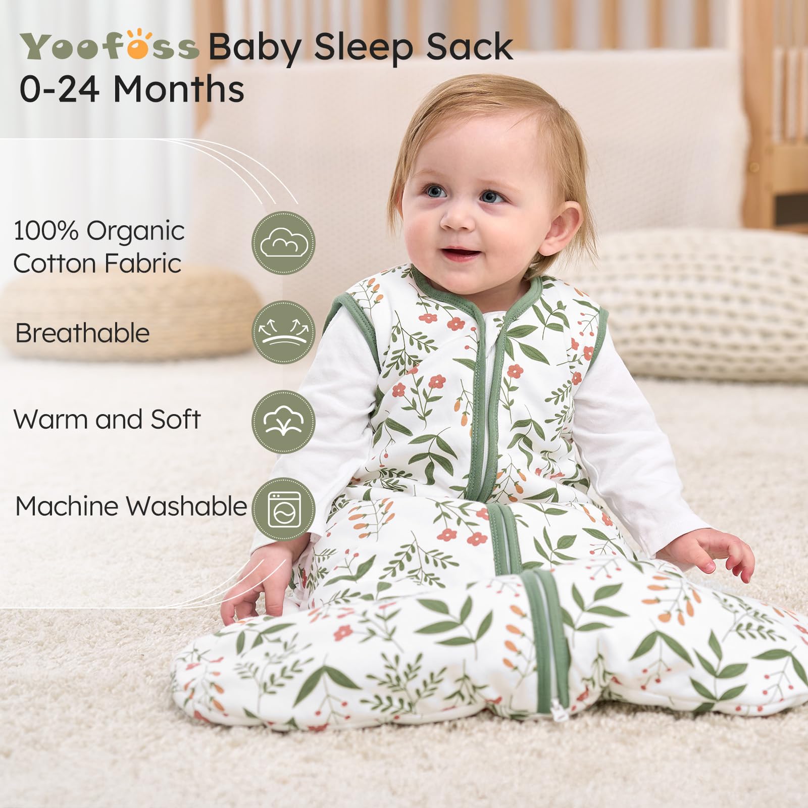 Yoofoss wearable blanket with a 2-way zipper for easy night changes.