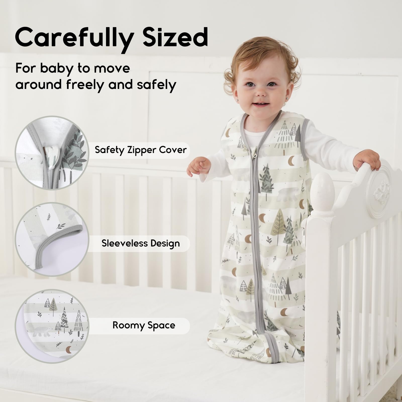 Yoofoss wearable blanket shows 2-way zipper for easy night diaper changes