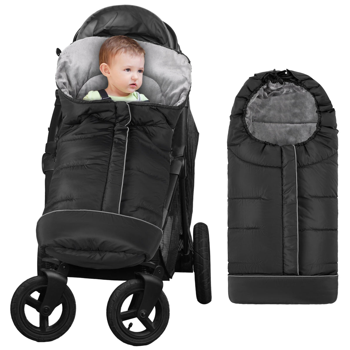 Yoofoss winter stroller cover with universal fit keeps baby snug on chilly walks.