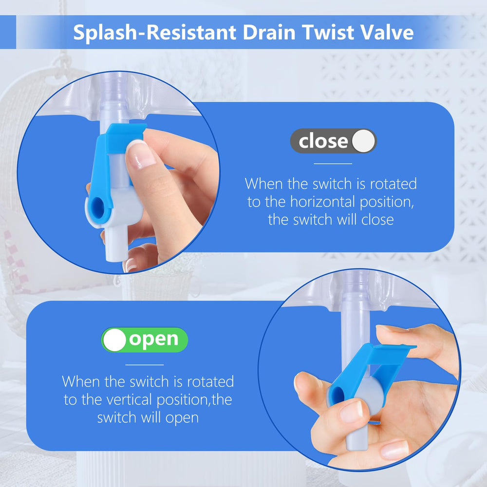 YOOGUSTO twist drain valve shown for one-handed control and mess-free drainage