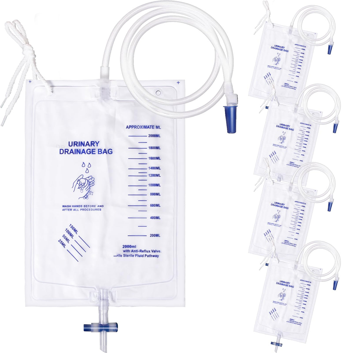 YOOGUSTO urine bag with 2000ml scale for quick fluid level checks.