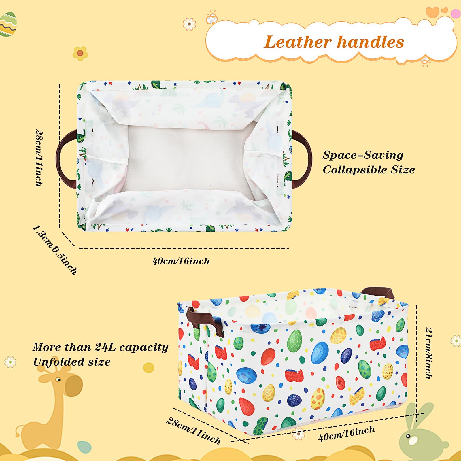Yoojahow canvas bin with waterproof fabric and vibrant dinosaur pattern