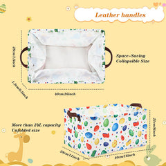 Yoojahow canvas bin with waterproof fabric and vibrant dinosaur pattern