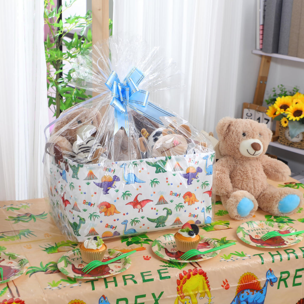 Yoojahow dinosaur-themed storage baskets adding playful decor to living room