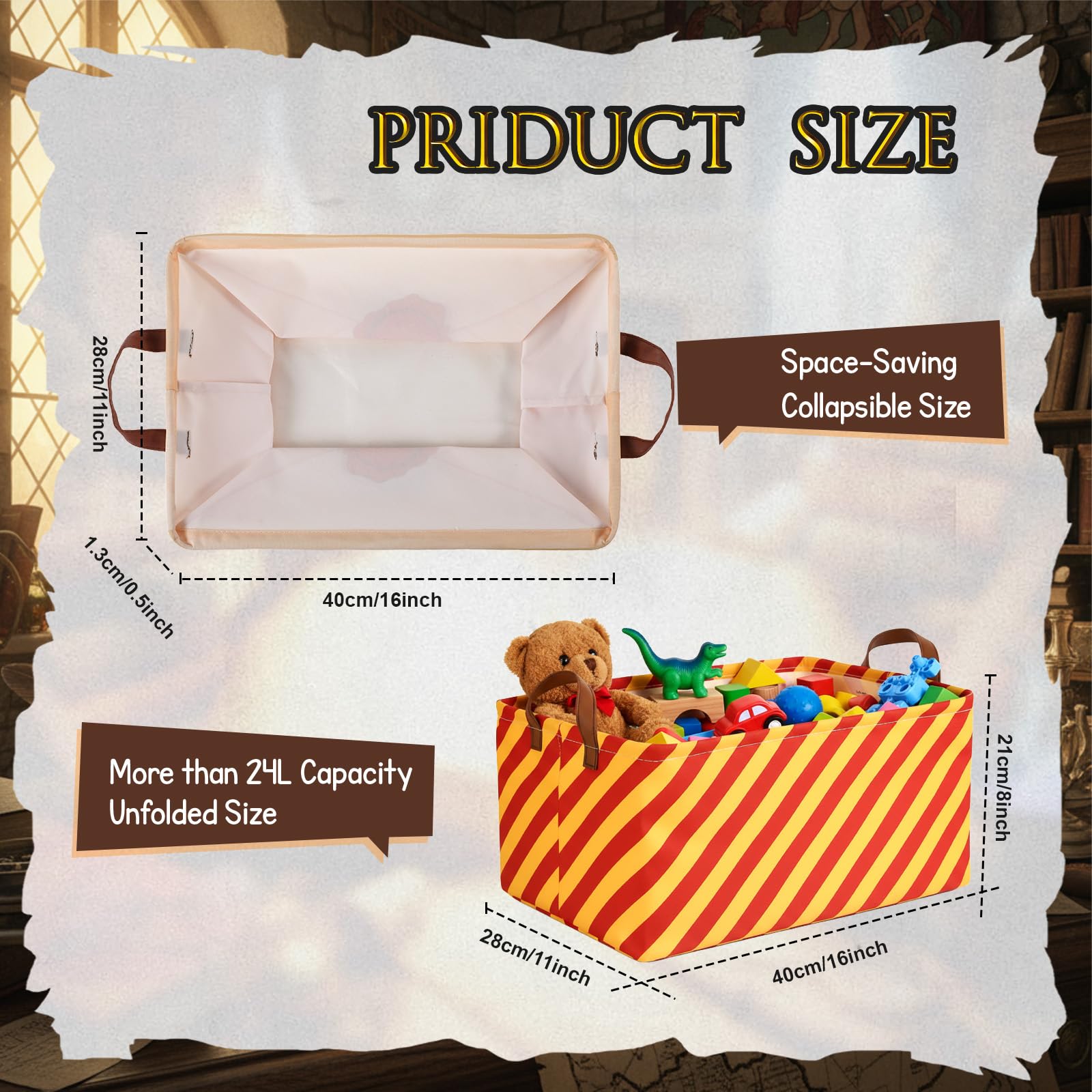 Yoojahow Magical Wizard storage baskets open top display colorful pattern.