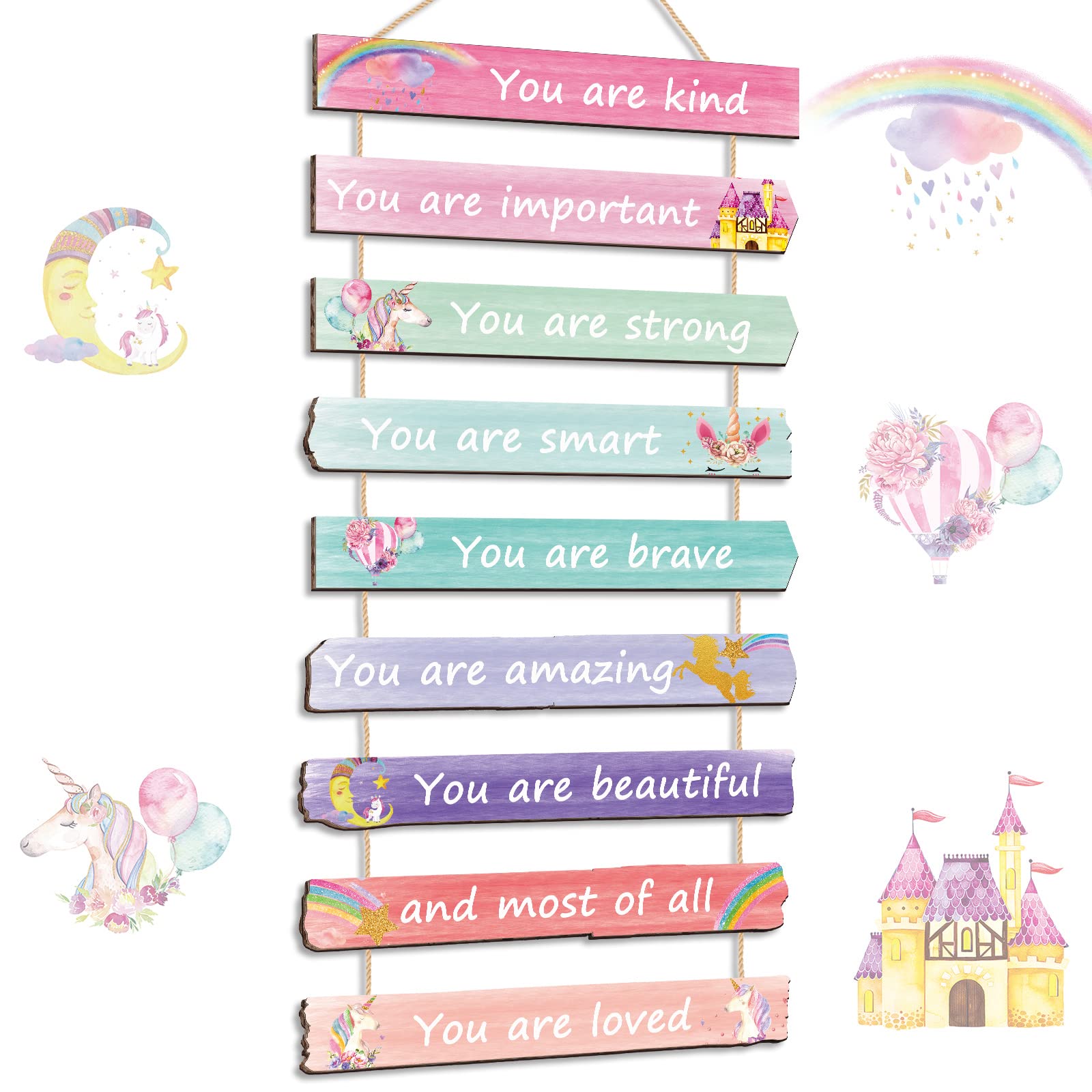 Yookeer unicorn rainbow wall art collection adds whimsy and inspiration to a teen girl's room