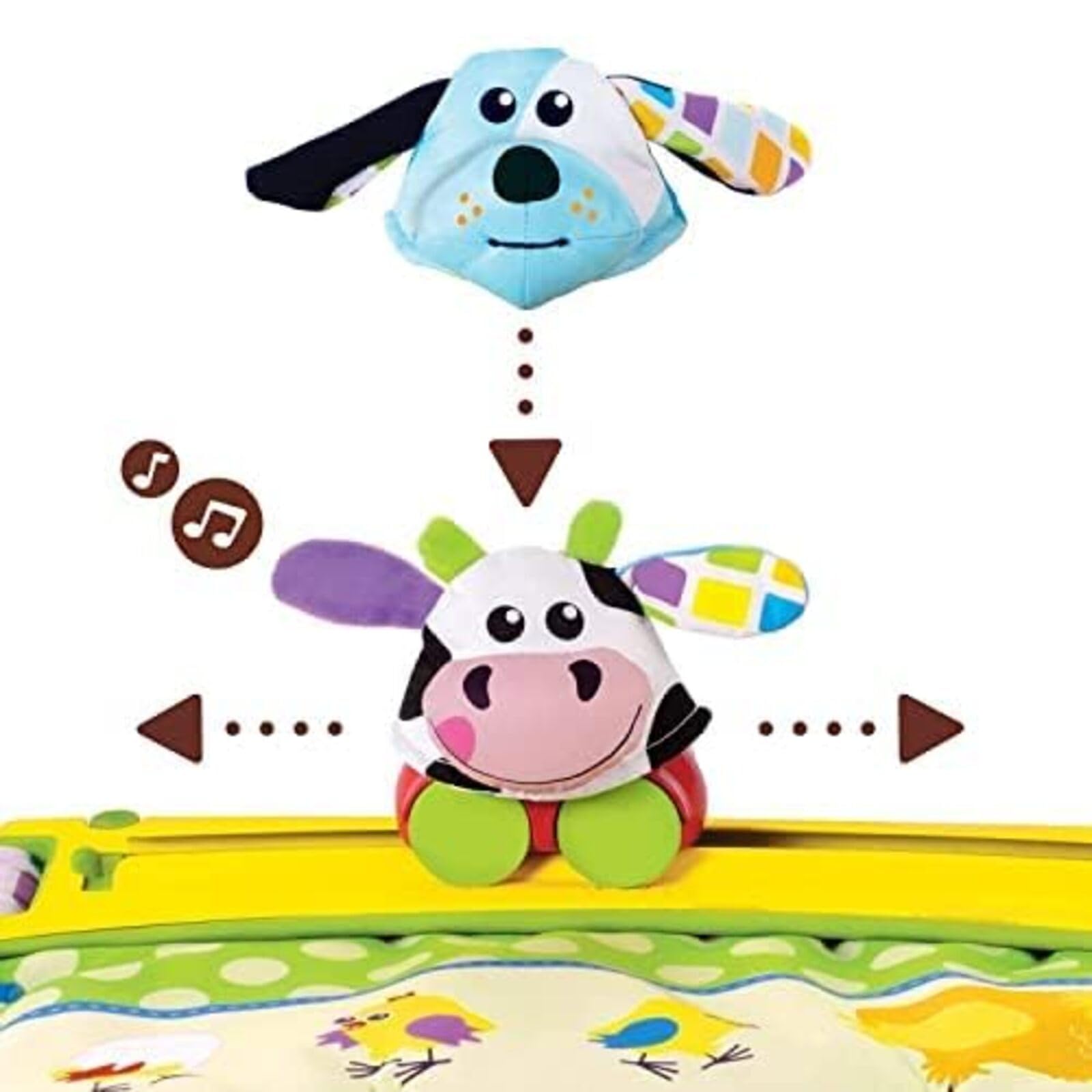 Yookidoo tummy-time pillow with textured toys enhances reach and grip