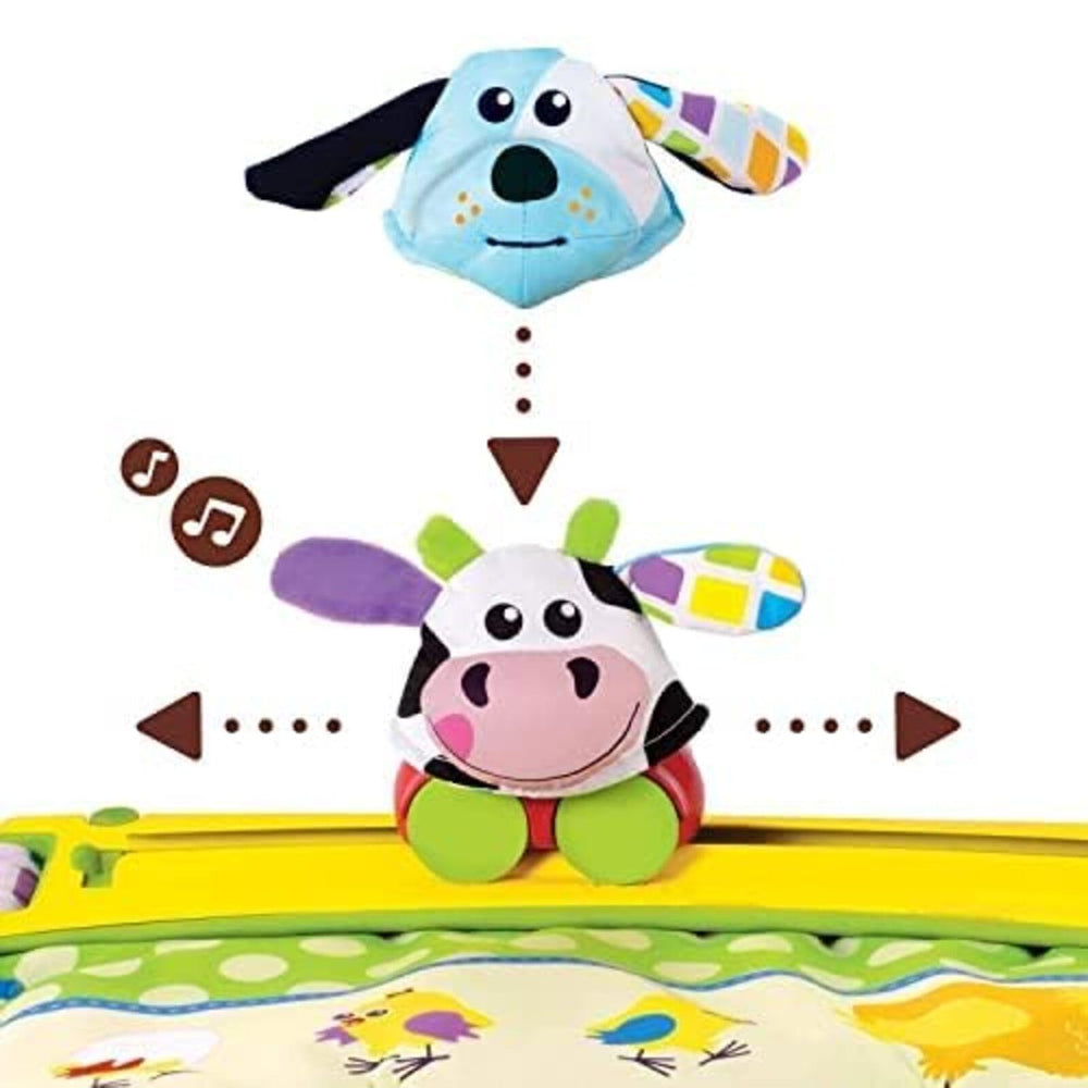 Yookidoo tummy-time pillow with textured toys enhances reach and grip
