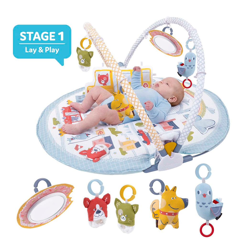 Yookidoo Baby Gym Urban folded for travel, compact storage after play