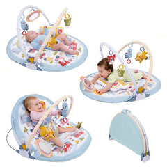 Yookidoo Urban lay-to-sit-up playmat in action, inviting interactive play for babies