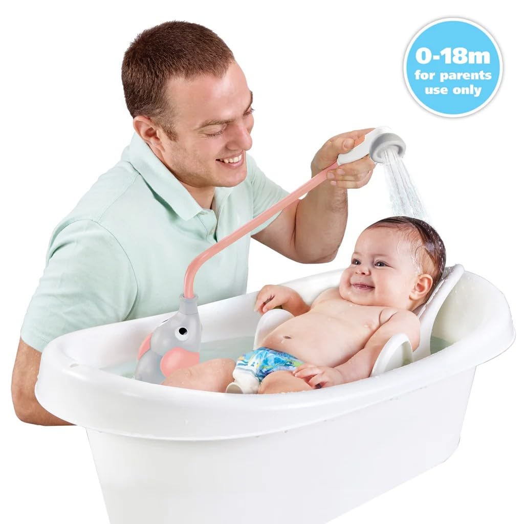 Yookidoo Pink Elephant newborn-friendly handle for easy grip during baths.