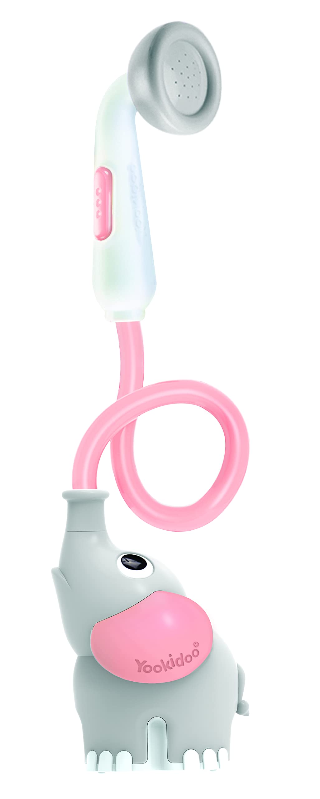 Yookidoo Pink Elephant newborn rinse supports gentle bathing and easy rinses.