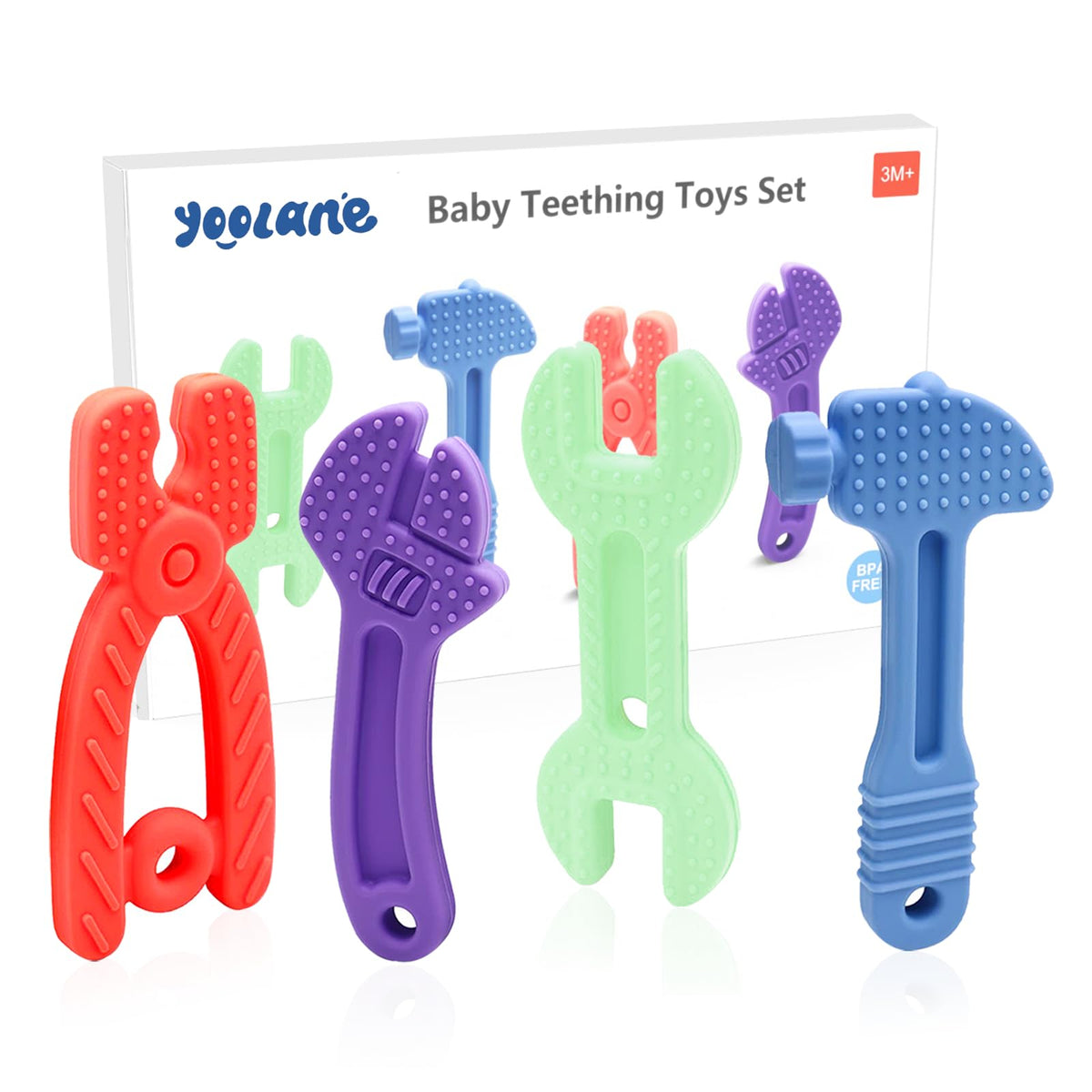 Yoolane baby teether hammer: easy grip for teething relief.