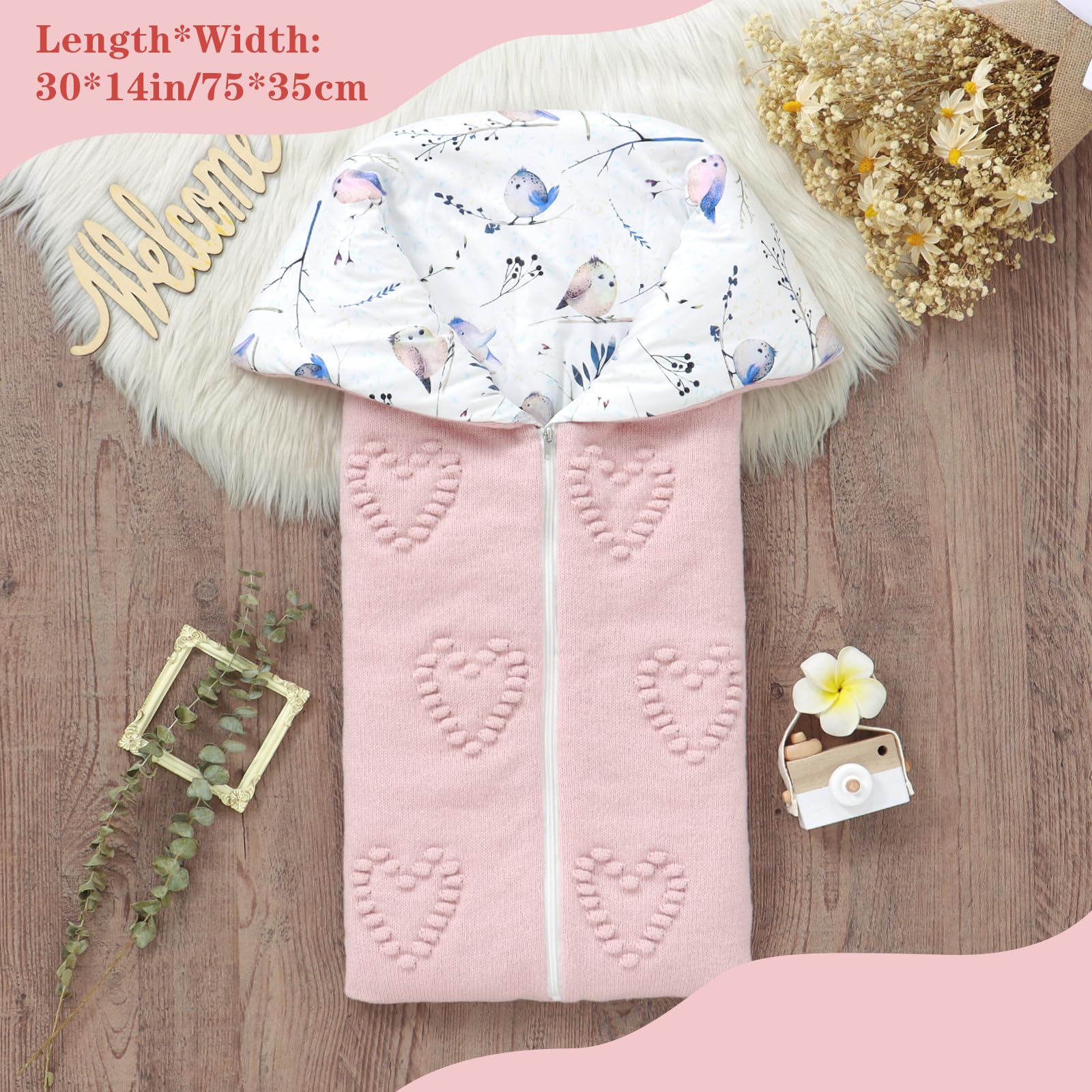 Yoolhamy warm swaddle snug-fit pink helps calm babies