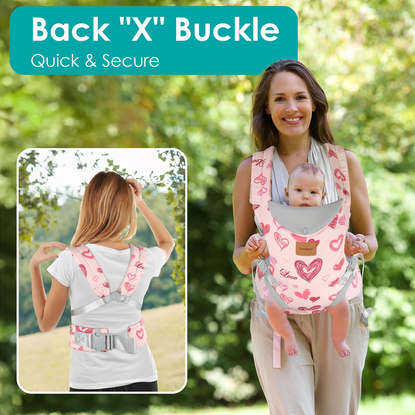 YooxArmor three-in-one carrier offers front-in, front-out, and back carry.