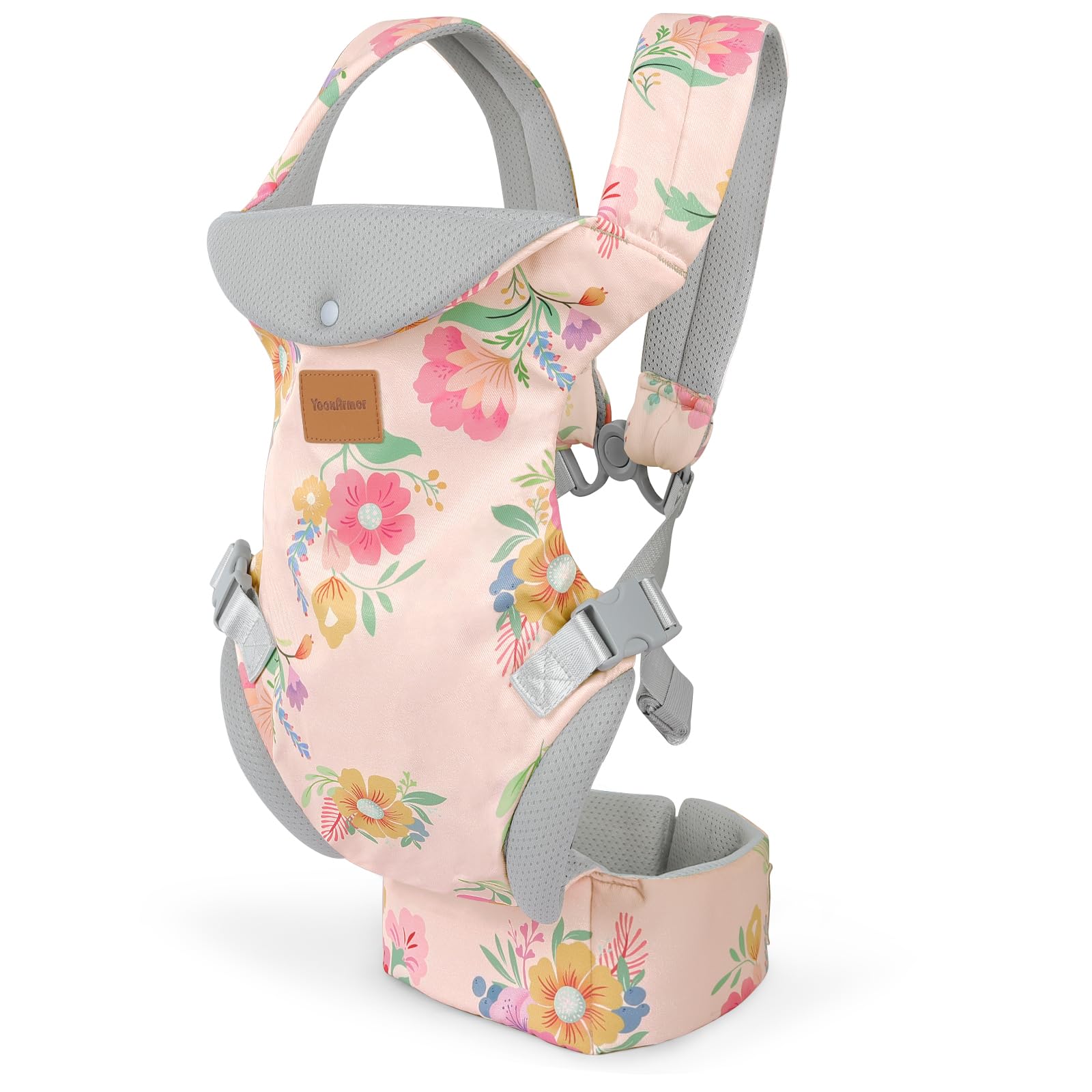 YooxArmor baby carrier in front-face-in view showing hands-free bonding during errands.
