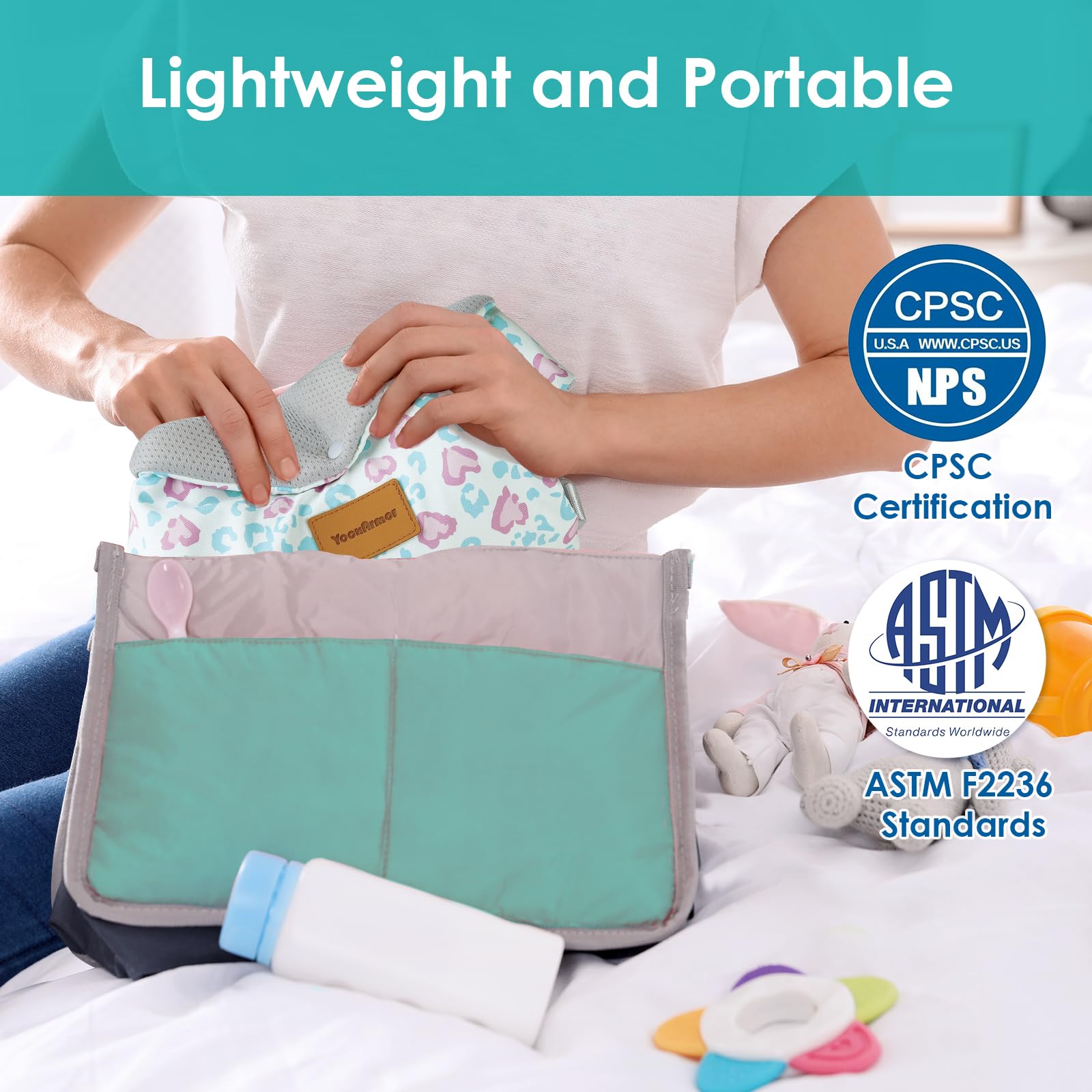 Soft head pad cushions growing toddlers in YooxArmor carrier.