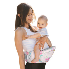 YooxArmor Baby Hip Carrier Flower Edition front view with ergonomic support