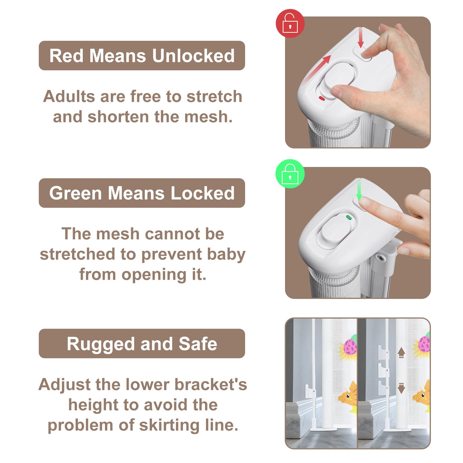 YooxArmor double-locking design helps separate pets and toddlers.
