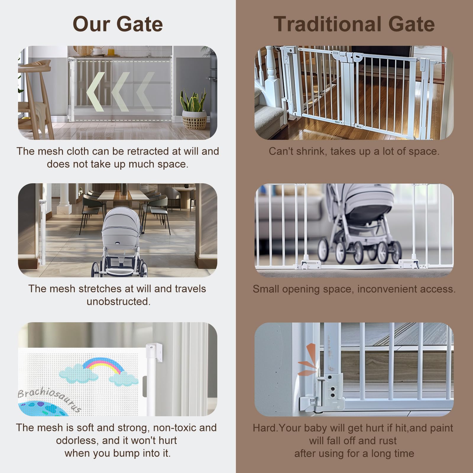 YooxArmor wide-extendable gate adapts to doorways and stairs up to 71 inches