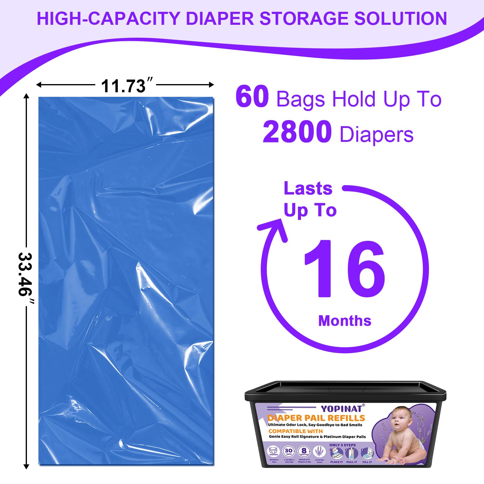 Close-up of 7-layer odor-lock tech in Yopinat refills for better nursery freshness.
