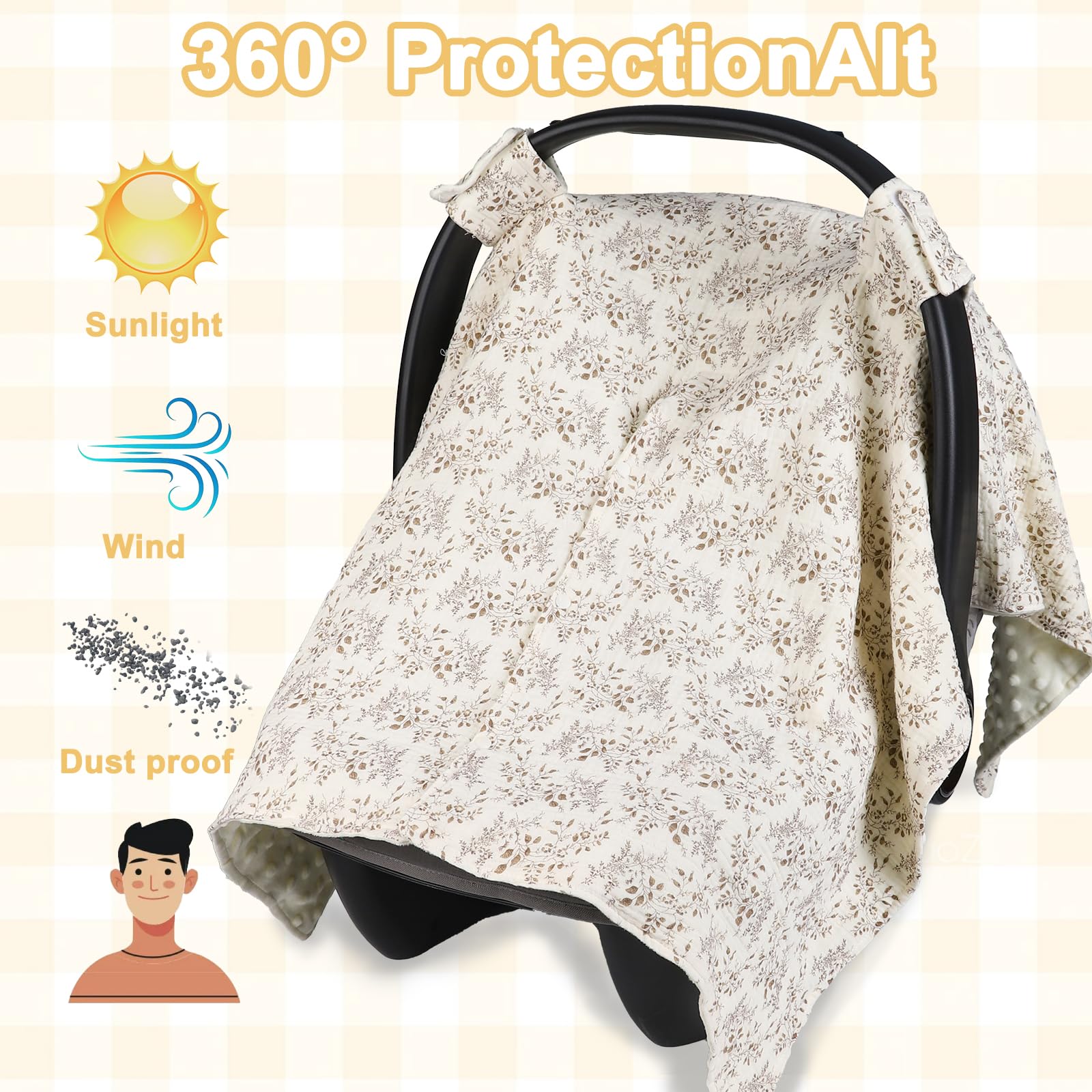 YOQIE 2-in-1 cover provides summer shade for sunny strolls