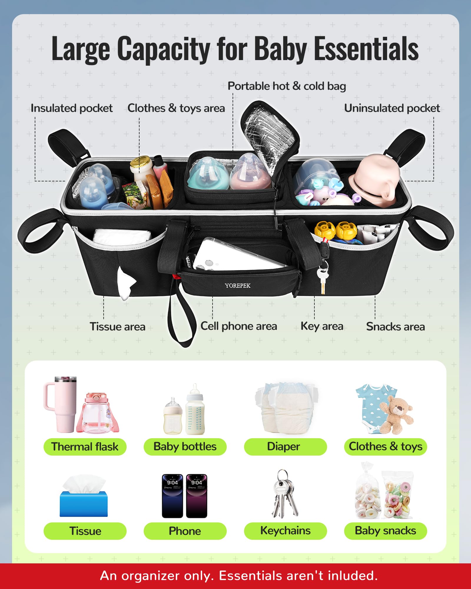 YOREPEK 900D fabric and padding resist sagging when loaded