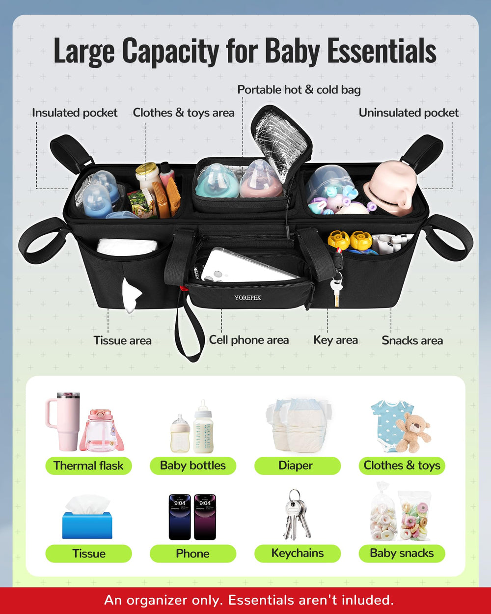 YOREPEK 900D material with water-resistant lining for easy cleaning