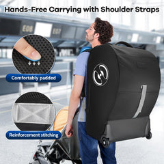 YOREPEK car seat travel bag worn as padded backpack for hands-free carrying