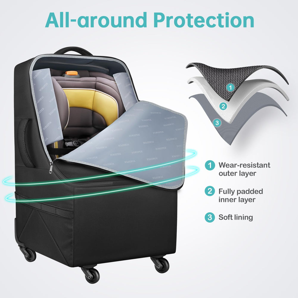 YOREPEK mesh side pocket for wipes and small items.
