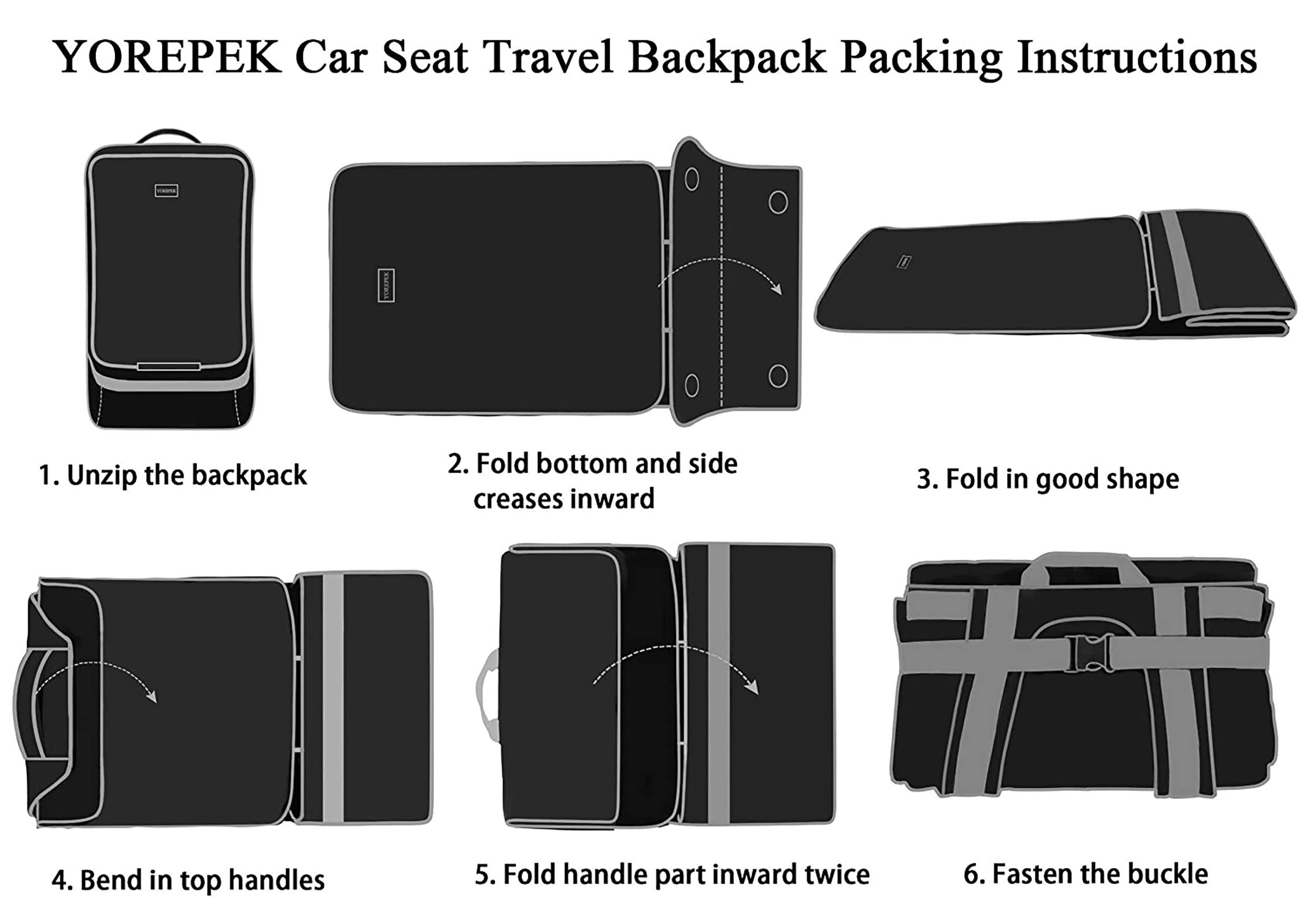 YOREPEK car seat travel bag folded flat for compact storage