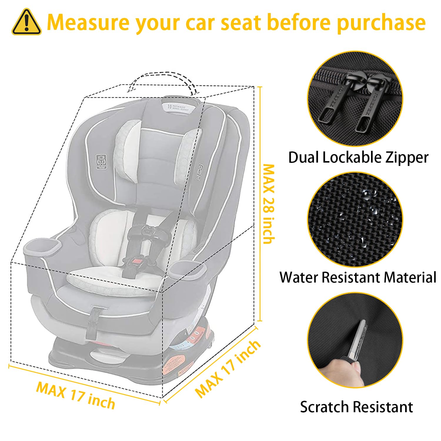 YOREPEK car seat travel bag side view showing roomy interior