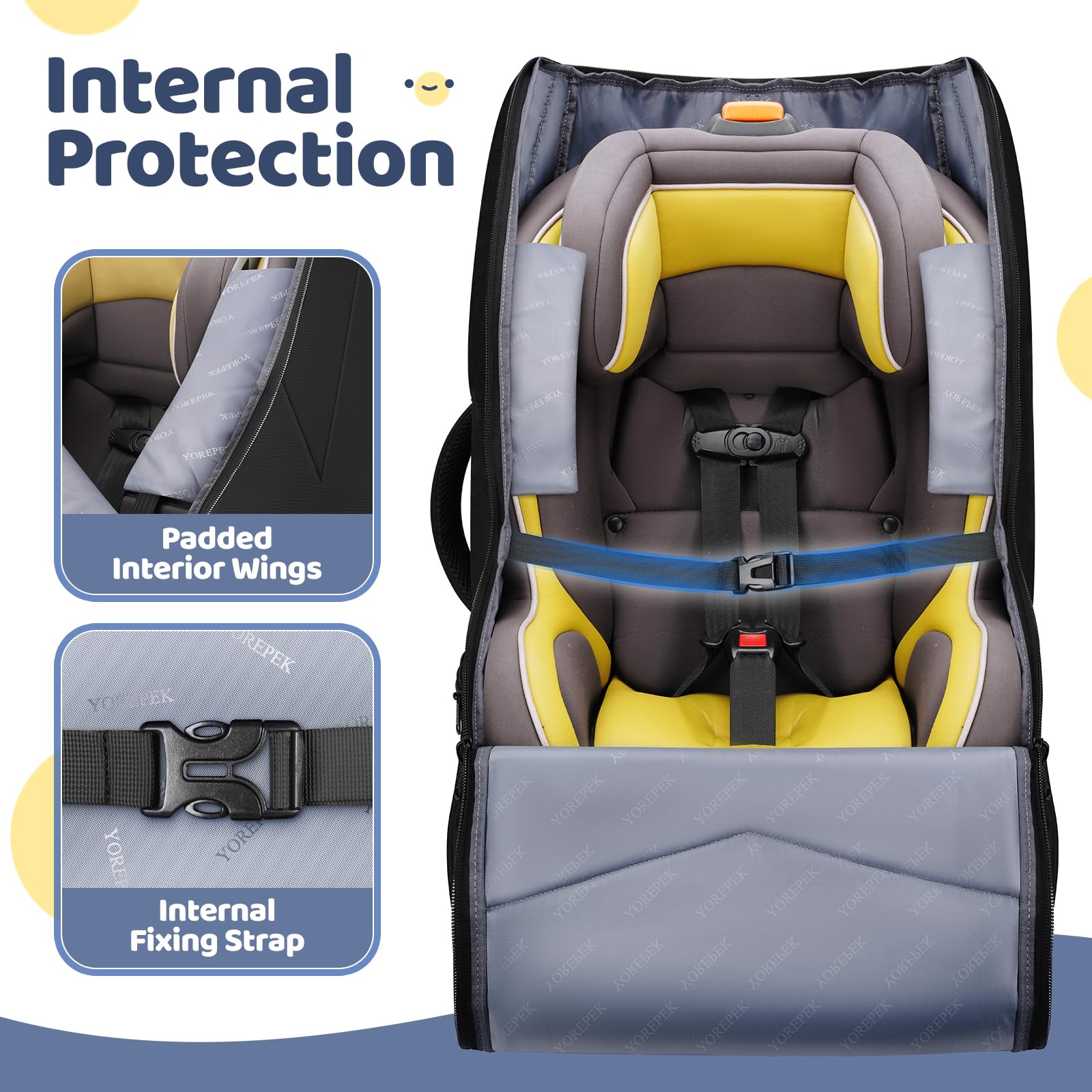 YOREPEK bag with double zippers for secure check-in and retrieval.