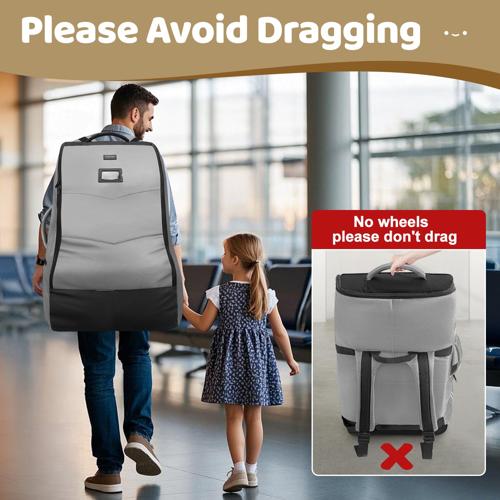 YOREPEK double zip opening allows easy loading at check-in or gate.
