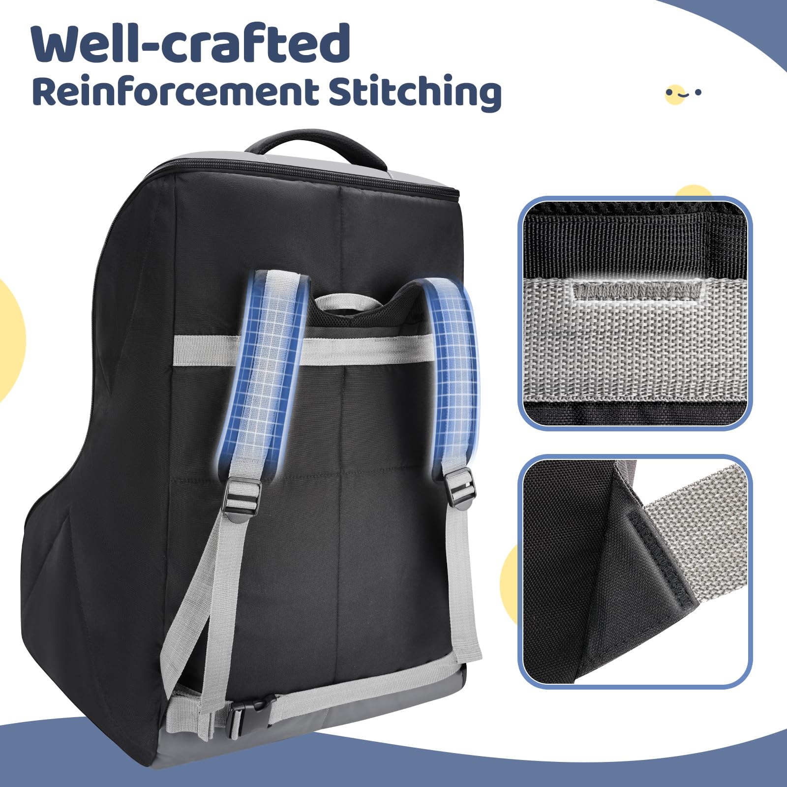 YOREPEK internal padded side wings stabilize the car seat during transport.