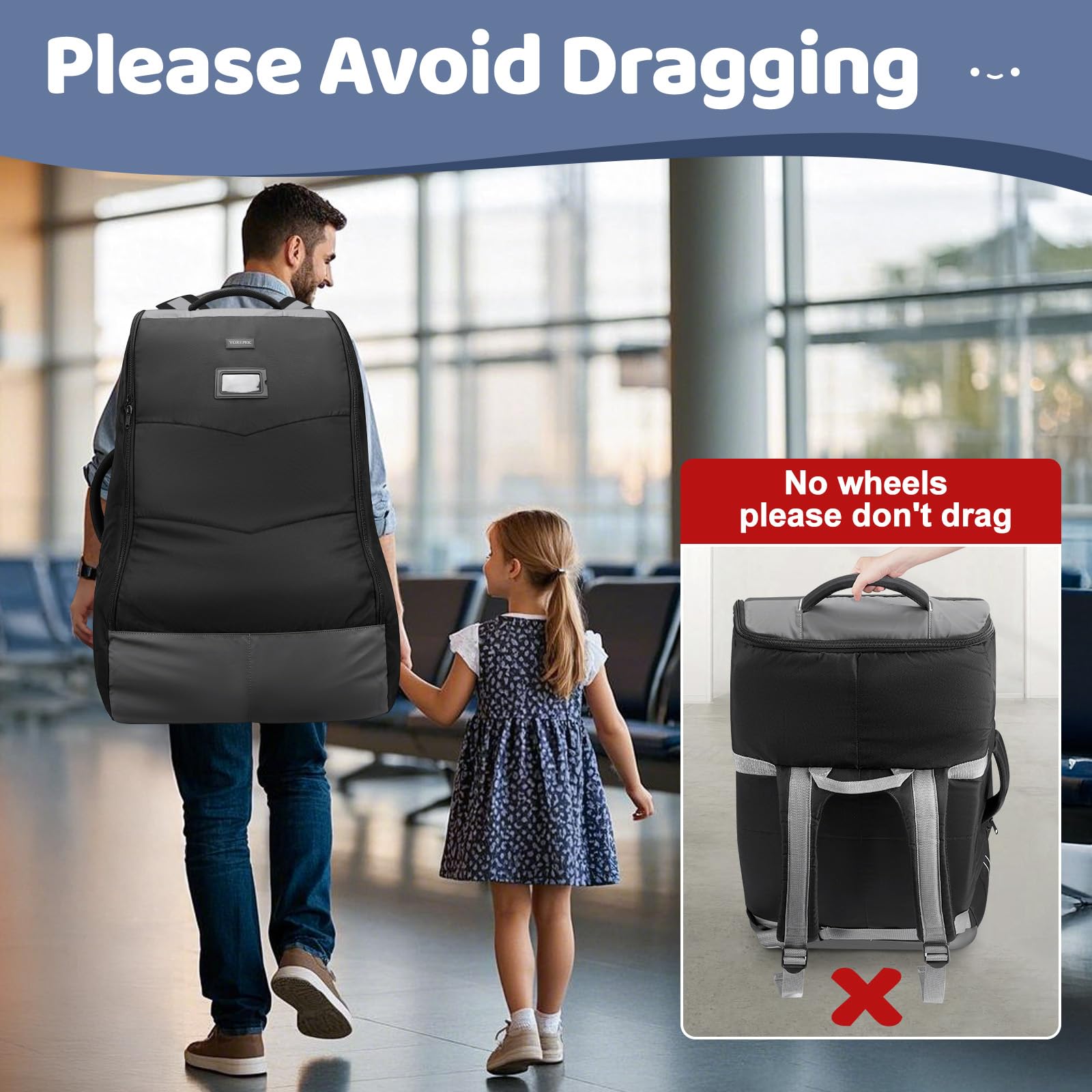 YOREPEK car seat bag includes a transparent name card slot for easy spotting.