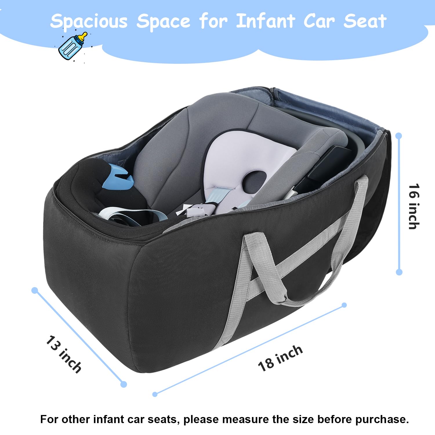 YOREPEK padded car seat travel bag ideal for air travel and car trips.