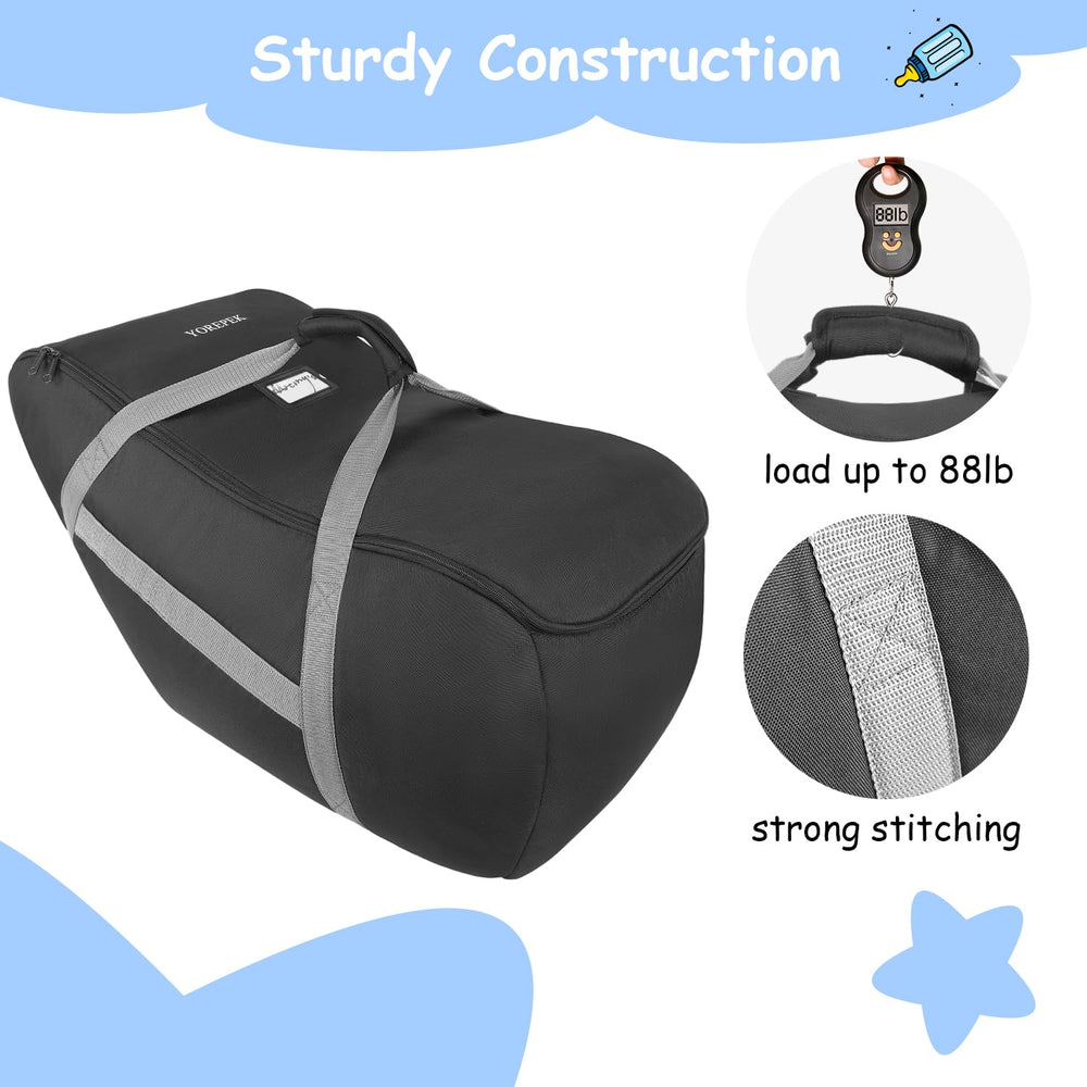 YOREPEK padded car seat travel bag heavy-duty fabric resists dirt and cleans easily.