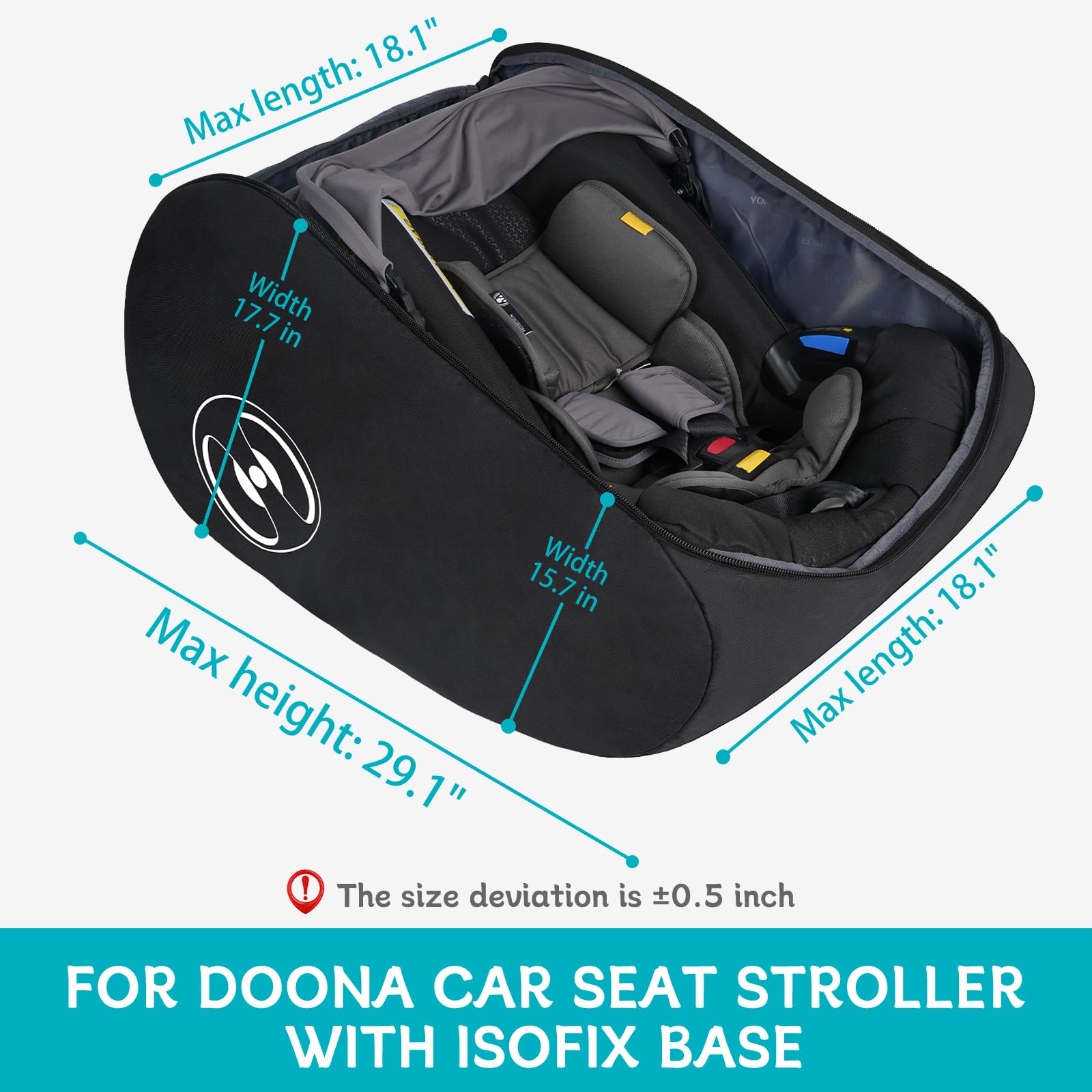 YOREPEK travel bag highlighting Isofix base protection during transit